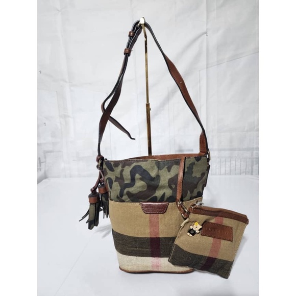 Authentic BURBERRY Canvas Mega Check Camouflage Mini Susanna Hobo Russet  Bag - Picture 1 of 14